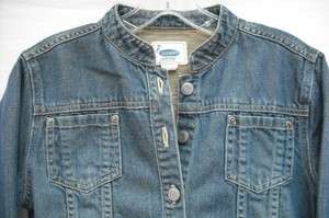   Old Navy Denim Jeans Jacket Womens S Nehru Mandarin Collar MINT CUTE