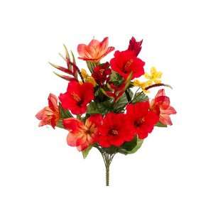  Artificial 21.5 Yellow/Orange Hibiscus/Heliconia/Orchid 