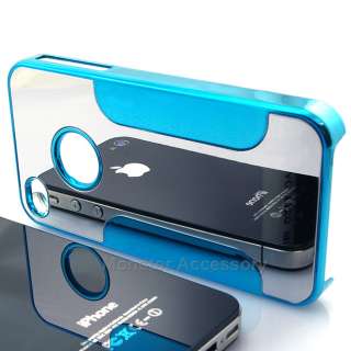   Blue Chrome Mirror Metal Hard Case Cover Snap On for Apple iPhone 4 4S