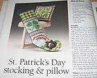 CROSS STITCH MINIATURE ST. PATRICK STOCKING & PILLOW DOLLHOUSE 