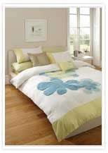 Cream Lime Green & Blue Floral Bedding & Cushion Cover  