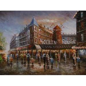  12X16 inch Cityscape Canvas Art Repro French Moulin Rouge 