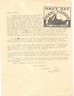 Pearl Harbor Navy Day October 1945 Letter  