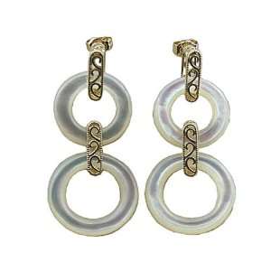    White Mother of Pearl Ventura Rings Earrings, 14K Gold Jewelry