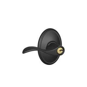   F51 622 Matte Black Keyed Entry Accent Style Lever with Wakefield Rose
