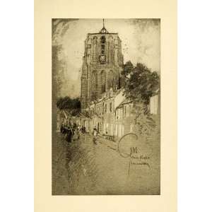 1909 Print Old Church Leeuwarden Netherlands Clock Tower 