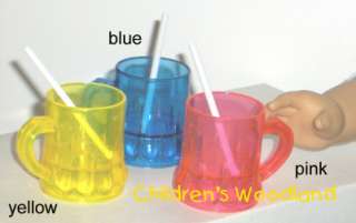 MUGS/CUPS W/ STRAWS FITS AMERICAN GIRL DOLL ACCESSORIES  