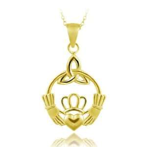    18K Gold over Sterling Silver Hands Holding Heart Necklace Jewelry