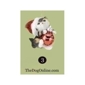   Cat w/ Santa Hat Christmas Holiday Ornament   Style 3