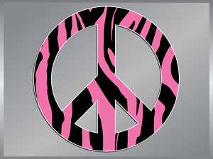 PEACE Sign Pink Zebra vinyl decal sticker 4 Symbol  