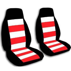 Black with red and white stripes 40/20/40 seat covers for a Ford F 150 