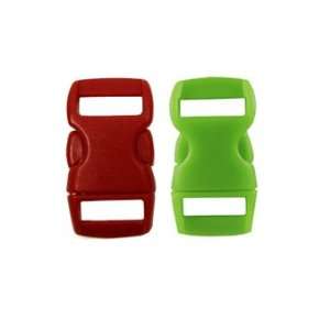 Mix of 100 Green & Red 3/8 Buckles (50 Green/50 Red) , Contoured Side 