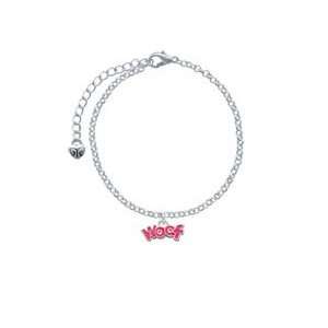  Hot Pink Glitter Woof Elegant Charm Bracelet Arts, Crafts 