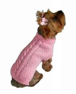 Dog Clothes Hand Knit Pink Fishermans Sweater puppy  