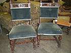   Pair Large French Provincial Wing Chairs Pecan Wood Living Room GREAT