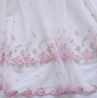 55 shabby chic embroidered mesh net tulle fabric  1yd34  