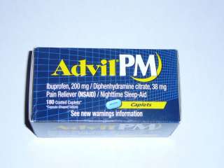 ADVIL PM 200mg 180 Coated Caplets New Sleep & Pain Aid.  