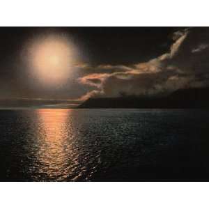 Vintage Travel Poster   Midnight sun in Advent Bay Spitzbergen Norway 