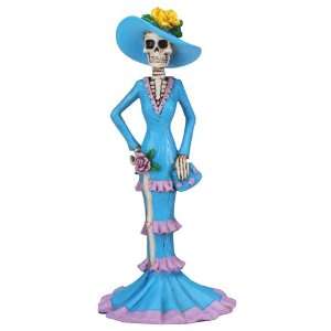  Dod   Blue Senorita Mexican Traditional Skeleton Statue 