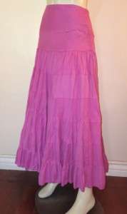   MAKALI Hot Pink Full Tiered Indian Mexican Fiesta Boho Skirt 8  