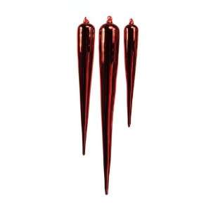   Traditions Red Icicle Shaped Glass Ornaments 