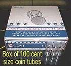 100 CLEAR ROUND SCREWTOP INERT CENT SIZE COIN TUBES