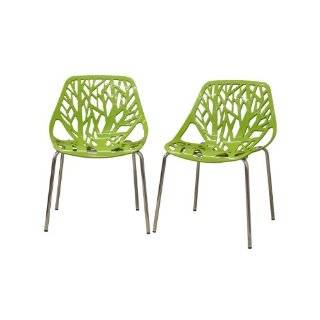   Studio Birch Sapling Plastic Modern Dining Chair, Green, Set of 2