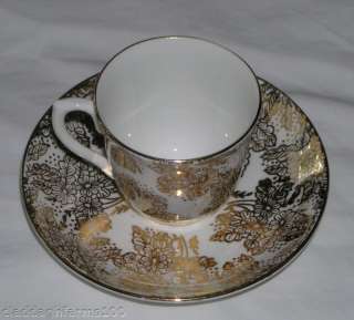 Colclough Demitasse Cup & Saucer Gold Flowers on White  
