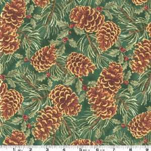  45 Wide Enchanted Winter Pinecone Clusters Pine Fabric 