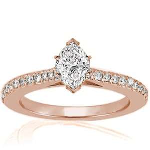 Ct Marquise Shape Diamond Engagement Ring Pave SI2 D COLOR 14K ROSE 