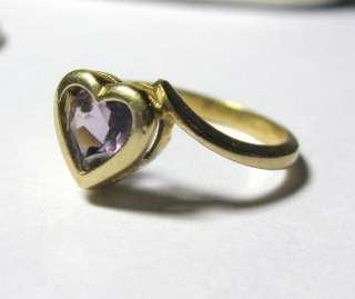 Amethyst Heart in 14K Yellow Gold Ring  Valentine   Not Scrap  