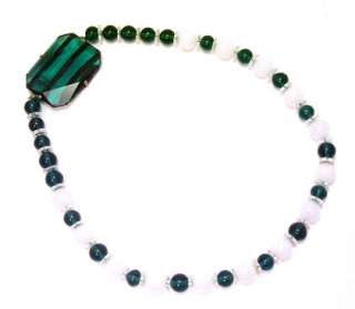 Vintage ART DECO Necklace Emerald Green Sterling Silver  