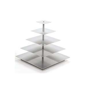 Dress My Cupcake Isabella Banded Cupcake Stand   Square 5 Tiered White 