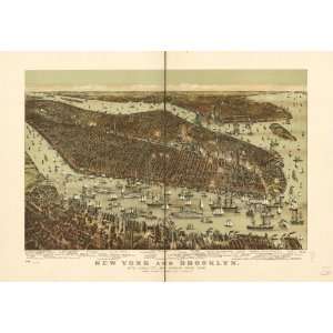  Historic Panoramic Map New York and Brooklyn, with Jersey 