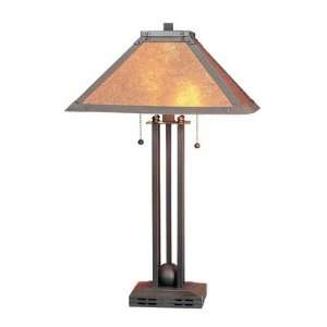  Cal Lighting Table Lamp with Square Mica Shade in Rustic 