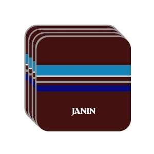 Personal Name Gift   JANIN Set of 4 Mini Mousepad Coasters (blue 