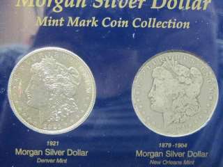 Set of 4 Silver Morgan Dollars 1881 S 1883 1921 D 1884 O in plastic 