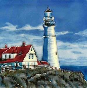   Ceramic Wall/Table Top Art Tile Coastal Lighthouse Made in USA  