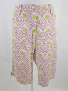 JOYOUS & FREE Pink Lime Green Printed Capri Pants Sz 6  