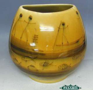 Lapid Glazed Hand Painted Ceramic Vase Israel 1950s  