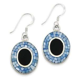  Onyx Blue Stone Earrings in Sterling Silver Jewelry