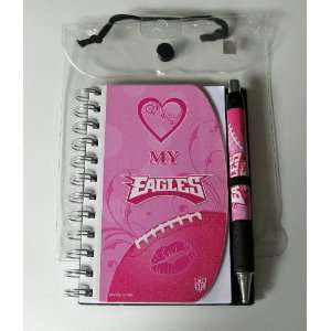  Love My Philadelphia Eagles 4x6 PINK Notebook & Pen Set 