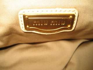 NEW MIU MIU Beige Nappa Leather Chain Strap Satchel Shoulder Bag 
