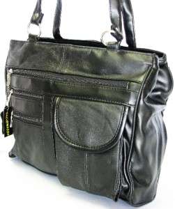 NW Black Genuine LEATHER Shoulder Handbag SATCHEL Purse  