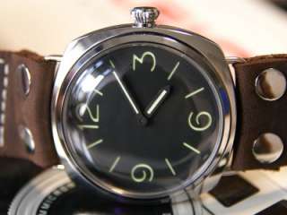 VINTAGE HANDWINDING WATCH DOME GLASS 47MM LEATHER