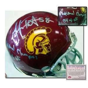 Lofa Tatupu USC Trojans Hand Signed Mini Helmet with 04 & 05 National 