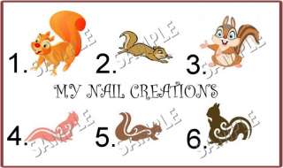 SQUIRREL NAIL ART DECALS• YOU CHOOSE   