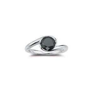  1.50 Cts AAA Black Diamond Solitaire Ring in 14K White 