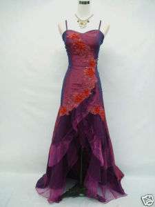 14 16 Purple Evening Gown Ball Latina Dance Dress  