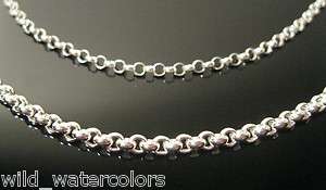 925 Necklace Rolo Round Link 16 18 20 24 L Sterling Silver Chain 